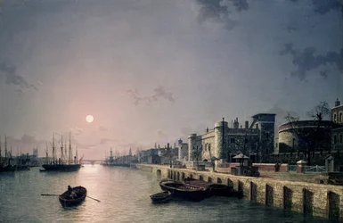 Torre di Londra e il Tamigi al chiaro di luna
